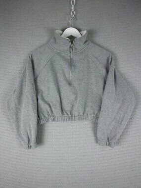 Juicy Couture Cotton Womens Quarter Zip Cropped Pullover Sweater Medium